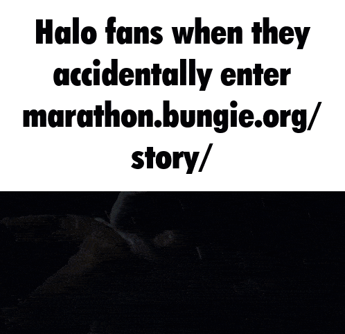 a picture of a man with the words halo fans when they accidentally enter marathon.bungie.org/ story