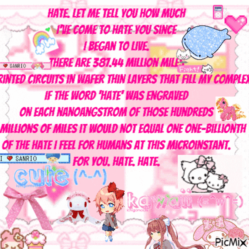 a poster that says " hate let me tell you how much "