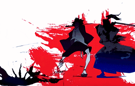 a drawing of a samurai with a sword and the word samurai written on his shirt