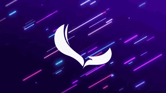 a purple background with neon lines and a white logo