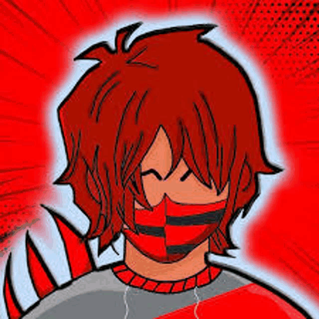 a cartoon of a boy wearing a red mask .