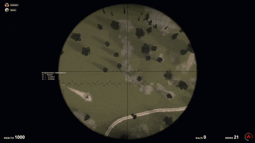 a computer screen shows a sniper scope with the number 1000 on the bottom