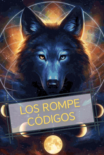 a painting of a wolf with the words los rompe codigos below it