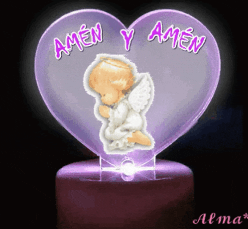 a purple heart with amen y amen on it