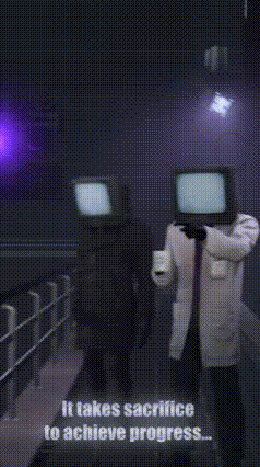 two people with tv heads on their heads and the words before fighting we need better samples to develop upgrades below them