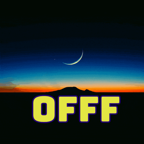 a picture of a sunset with the word offf on the bottom