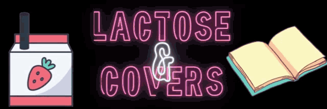 a sign that says lactose and covers with a strawberry milk carton and an open book