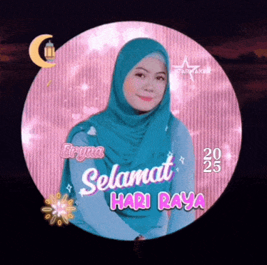 a picture of a woman with the words selamat hari raya on the bottom