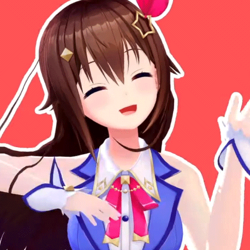 a close up of a anime girl with a star on her head