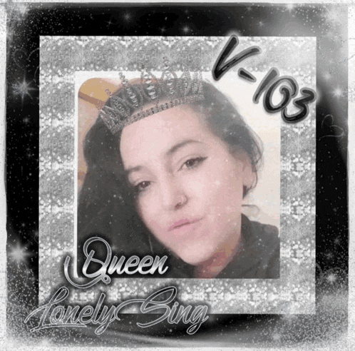 a picture of a woman wearing a crown with the words queen lonely sing