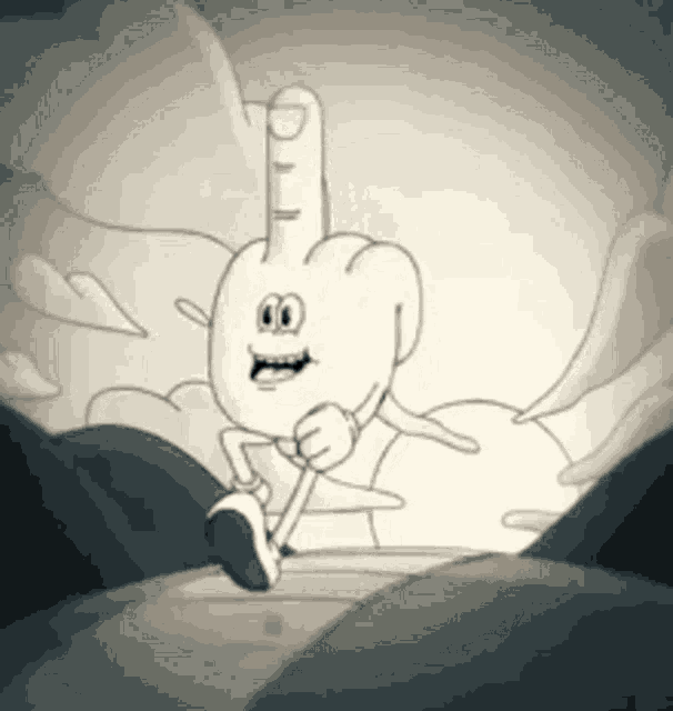 a cartoon drawing of a middle finger with a face