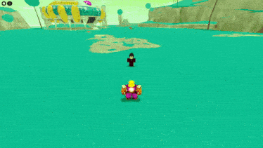 a purple and yellow cartoon character is being punched by a yellow character in a video game