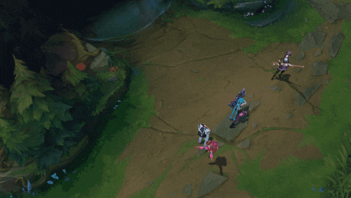 a video game with a pink circle in the middle of it