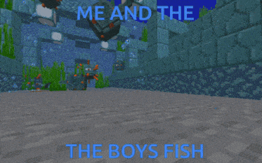 a poster for me and the boys fish shows a minecraft scene