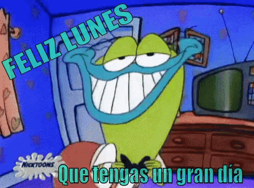 a cartoon character says feliz lunes and que tengas un gran dia in spanish