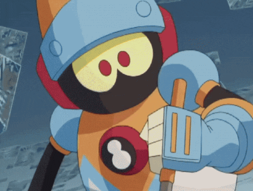 a cartoon character with the number 3 on his chest is holding a hammer