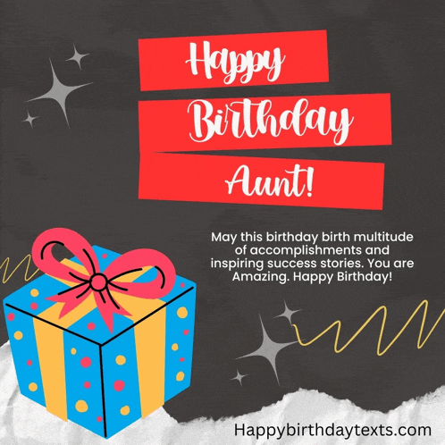 a birthday card for aunt with a gift box
