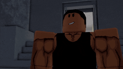 a man in a black tank top is smiling in a video game