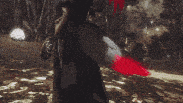 a video game character with a red tail