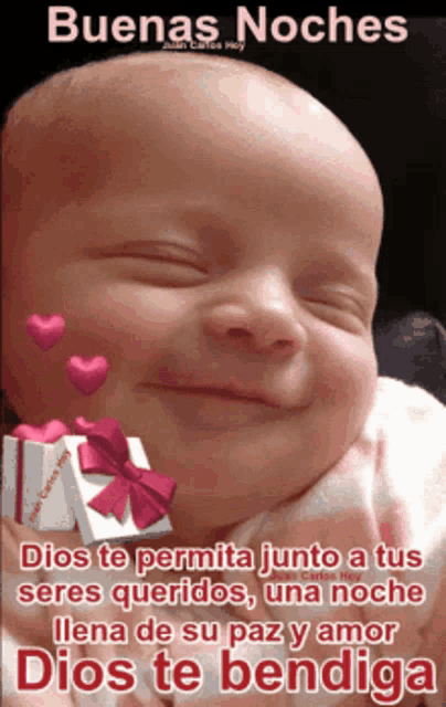 a picture of a baby with the words buenas noches on the bottom
