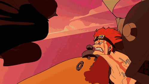 a cartoon drawing of a man with red hair and a goggles on his head