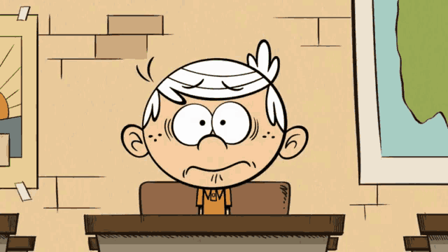 a cartoon of lincoln loud wearing an orange shirt that says mcm