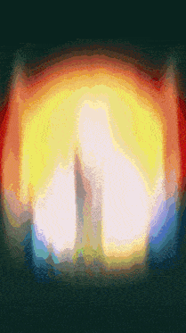 a painting of a person 's torso with a rainbow of colors