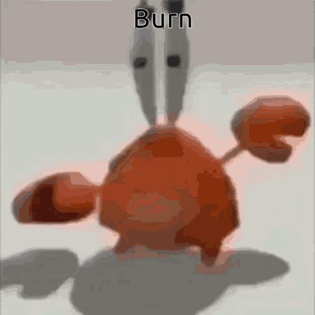 a picture of a crab with the word burn written on it