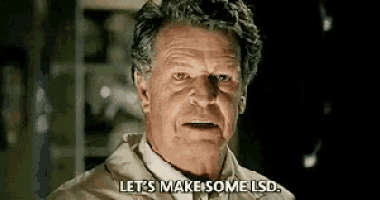 a man in a lab coat is talking and saying `` let 's make some lsd . ''