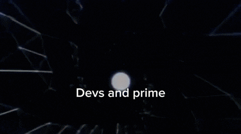 a close up of a girl 's face with the words devs and prime written below her