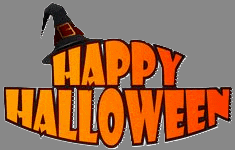a happy halloween sign with a witch hat