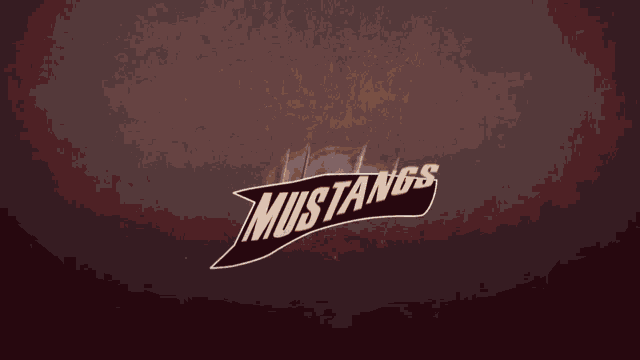 a logo for the mustangs shows a horse 's head and the word mustangs