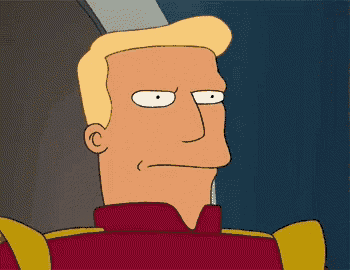a cartoon of a man with blonde hair and a red jacket