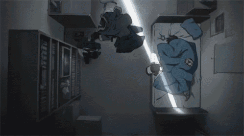 a cartoon of a man laying on a bed