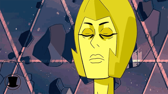 a cartoon of a woman with a yellow head