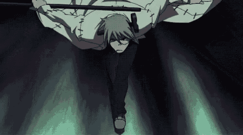 a cartoon character is holding a stick in his hand while flying through the air .