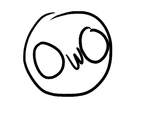 a black and white drawing of the word owo