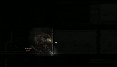 a video game is being played in a dark room with a staircase