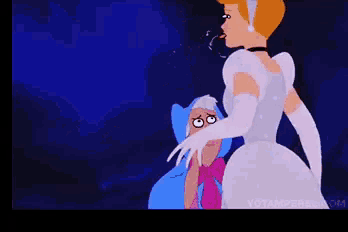 a cartoon of cinderella and the fairy godmother from disney