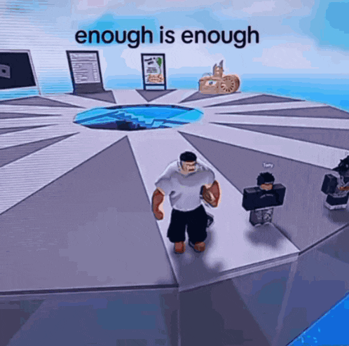 enough is enough is displayed on a video game