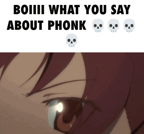 a close up of a girl 's eye with the words boiiii what you say about phonk