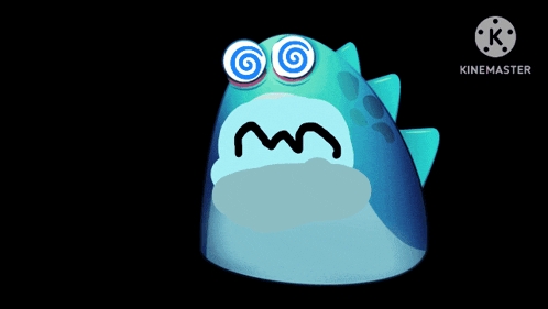 a cartoon character with hypnotic eyes and a swirl in his eyes is being animated by kinemaster