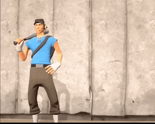 a man in a blue shirt is swinging a bat