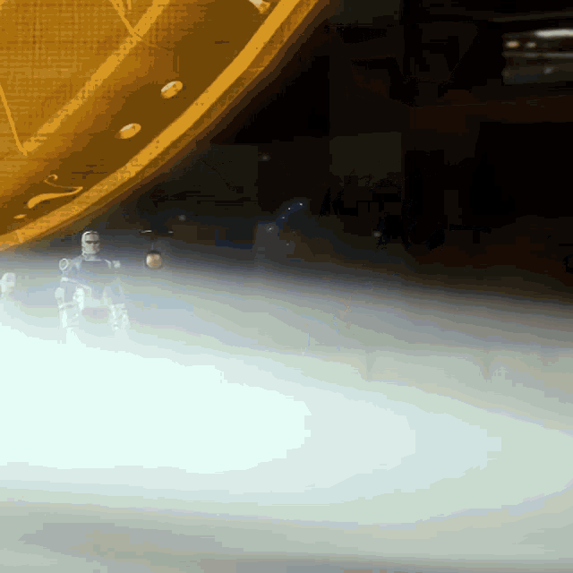 a ghostly figure is standing in a foggy room