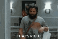 a man with a beard is holding a piece of paper in his hand and saying `` that 's right ''
