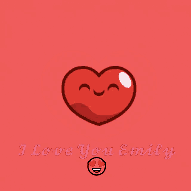 a red heart with the words i love you emily on it