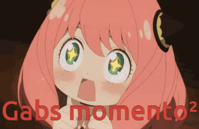 a picture of a girl with a star in her eyes and the words gabs momento 2