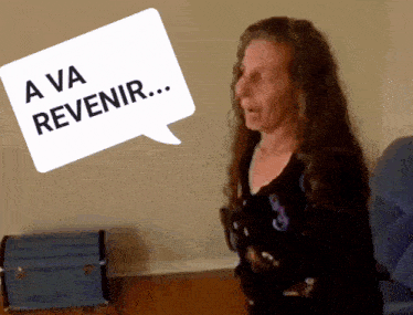 a woman with a speech bubble that says a va revenir