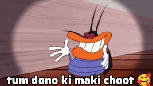 a picture of a cartoon character with the words tum dono ki maki choot