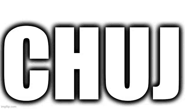 a black and white image of the word chuj on a white background .